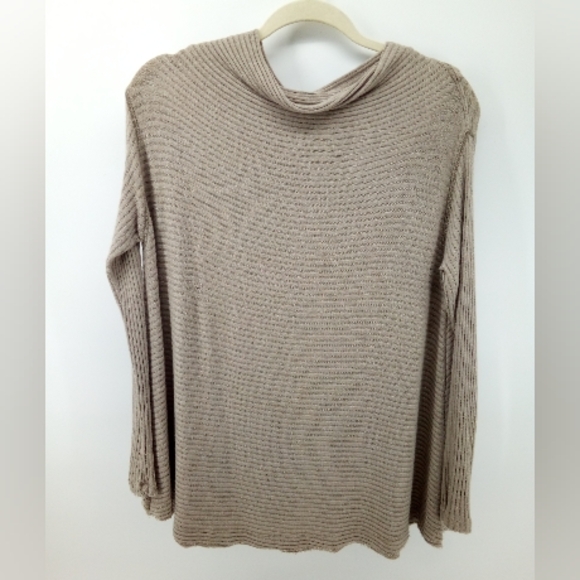 Free People We The Free Top People Lover Ribbed Long Sleeve Taupe XS Vegan Rayon - Picture 3 of 16